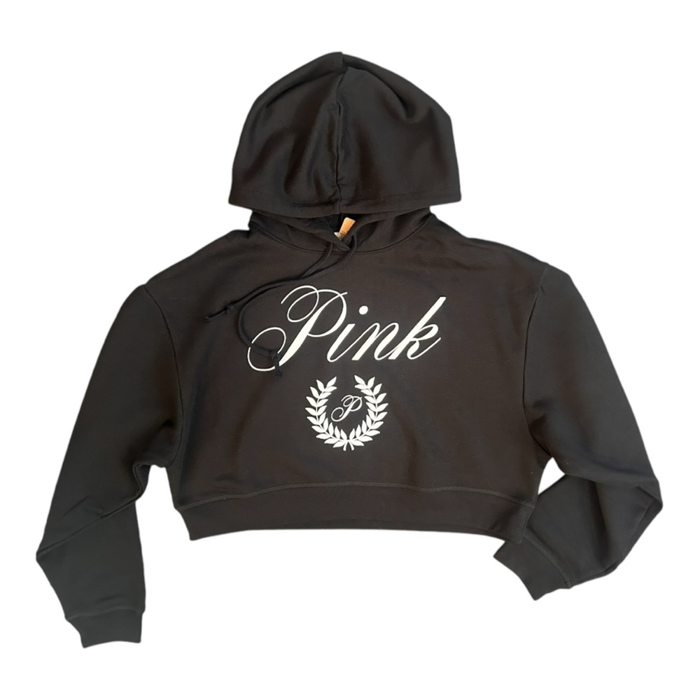 Victoria's Secret Pink Active Everyday Fleece Cropped Hoodie Embossed Logo L